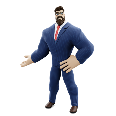 Businessman Presenting Something 3D Illustration