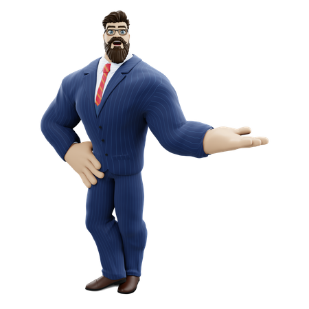 Businessman Presenting Something 3D Illustration