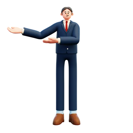 Businessman Presenting Something  3D Illustration