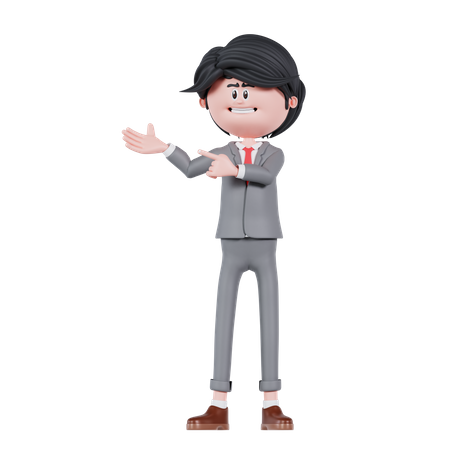 Businessman Presenting Something  3D Illustration