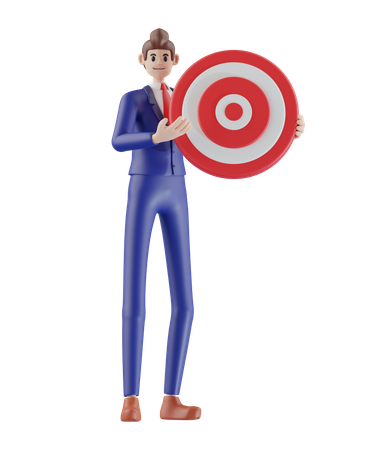 Businessman presenting target point  3D Illustration