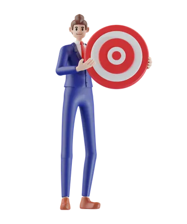 Businessman presenting target point  3D Illustration