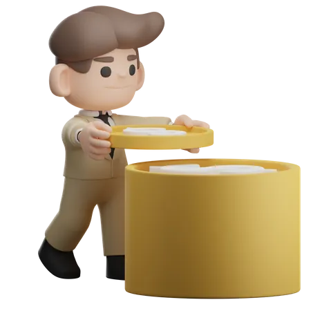 Businessman putting dollar coin  3D Illustration