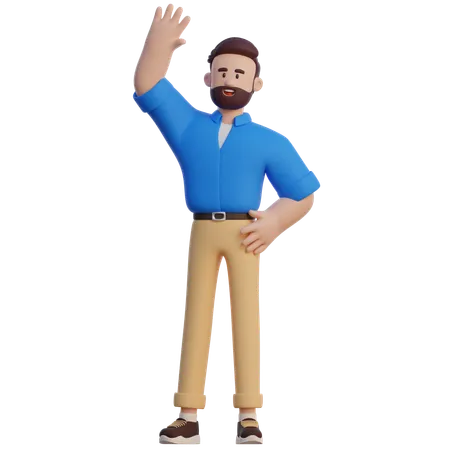 Businessman Raise Hand  3D Illustration