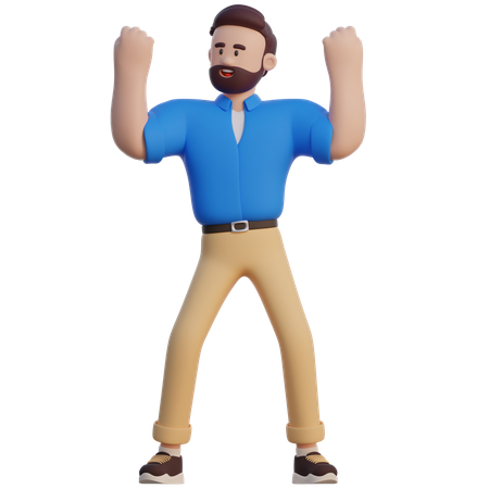 Businessman Raised Arm  3D Icon