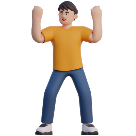 Businessman Raised Arm  3D Icon