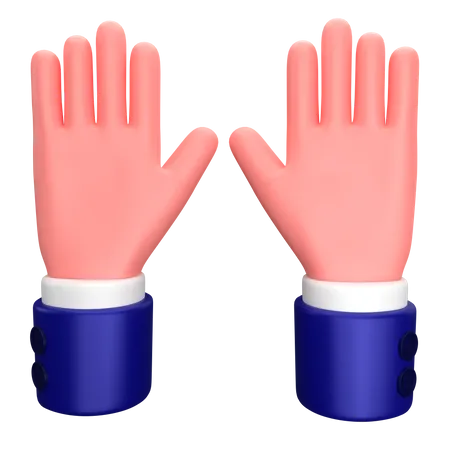 Businessman raised up hands or celebrating hand gesture sign  3D Icon