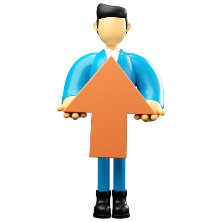Businessman raising arrow  3D Icon