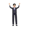3ds of businessman raising both hands