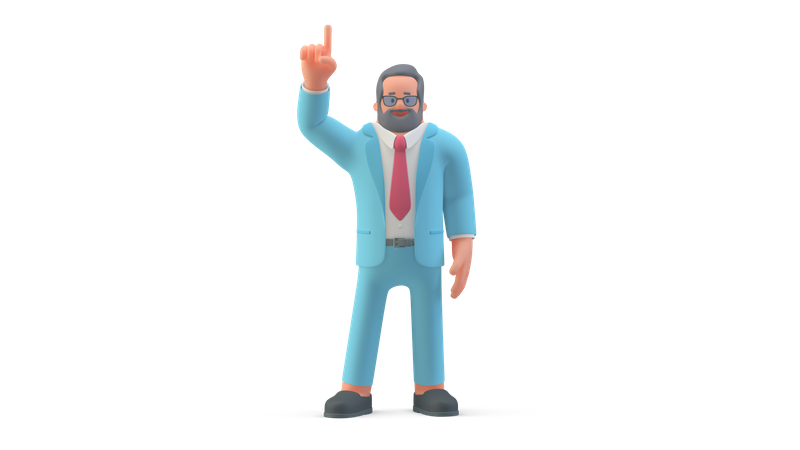 Businessman raising finger 3D Illustration