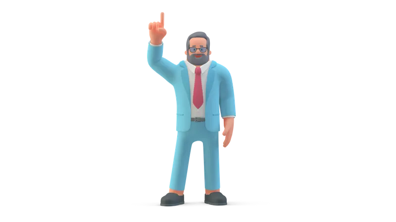 Businessman raising finger  3D Illustration
