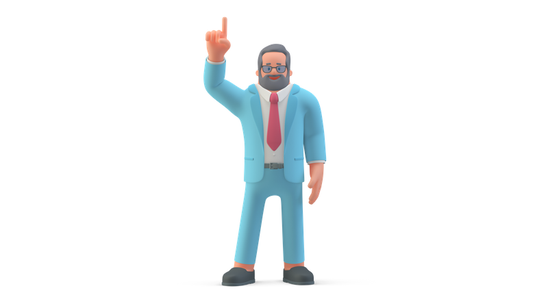 Businessman raising finger  3D Icon