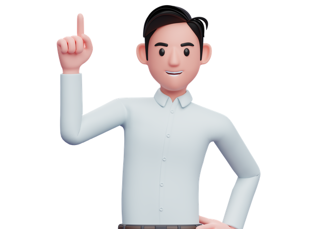 Businessman raising finger  3D Illustration