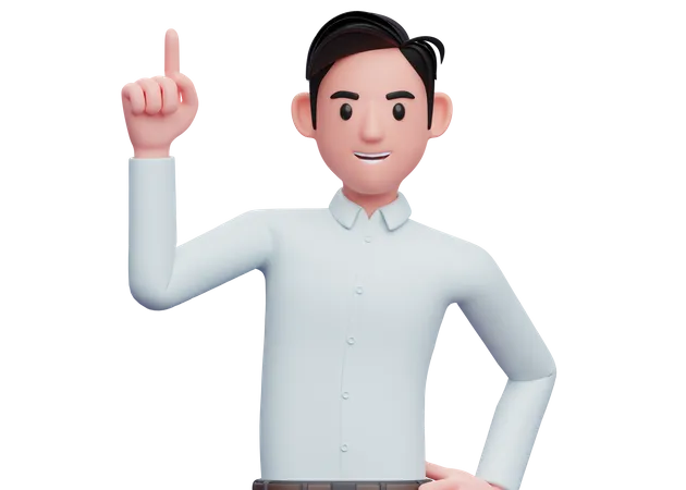 Businessman raising finger  3D Illustration