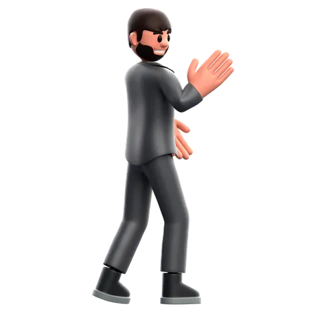 Businessman raising hand  3D Illustration