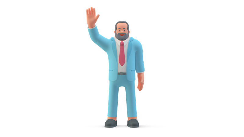 Businessman raising hand for greeting  3D Illustration