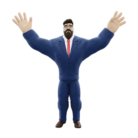 Businessman Raising Hands 3D Illustration