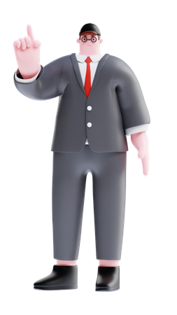 Businessman raising one finger  3D Icon