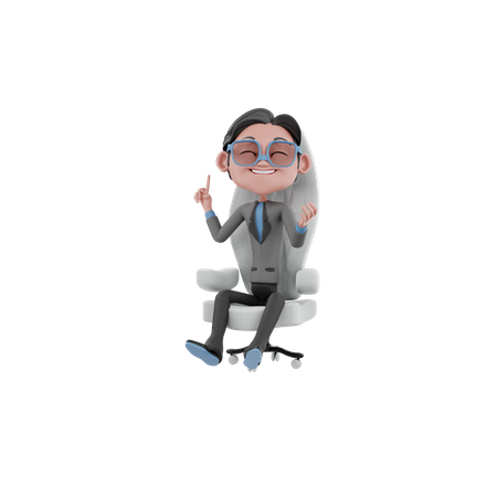 Businessman raising one finger  3D Illustration