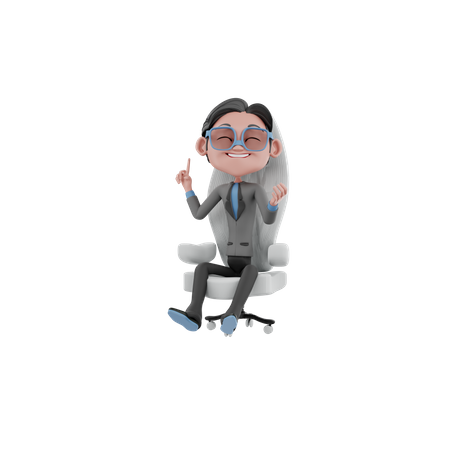 Businessman raising one finger 3D Illustration