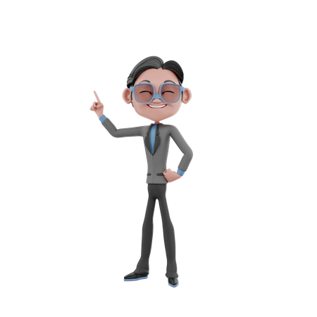 Businessman raising one finger 3D Illustration