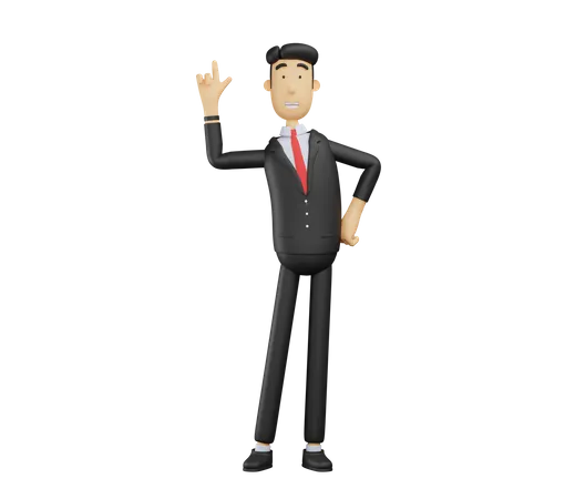 Businessman raising one finger  3D Illustration