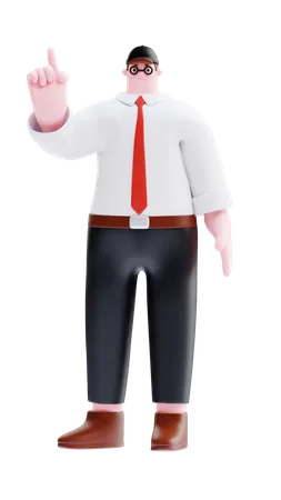Businessman raising one finger  3D Illustration