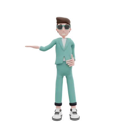 Businessman raising one hand to the right  3D Illustration