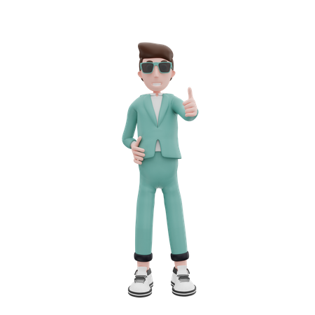 Businessman raising thumbs up  3D Illustration