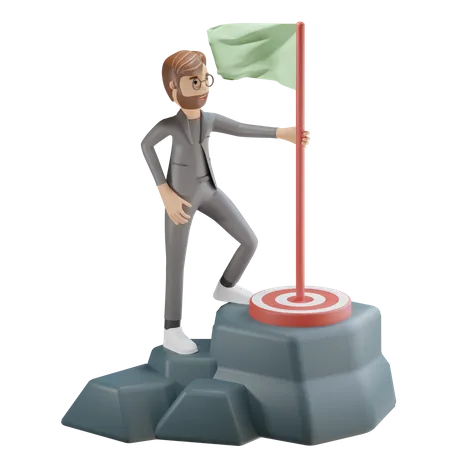 Businessman reached to the top of target  3D Illustration