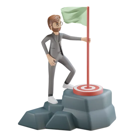 Businessman reached to the top of target 3D Illustration