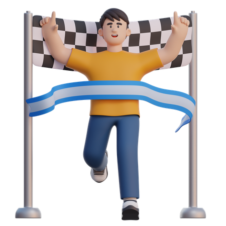 Businessman Reaching Finish  3D Icon