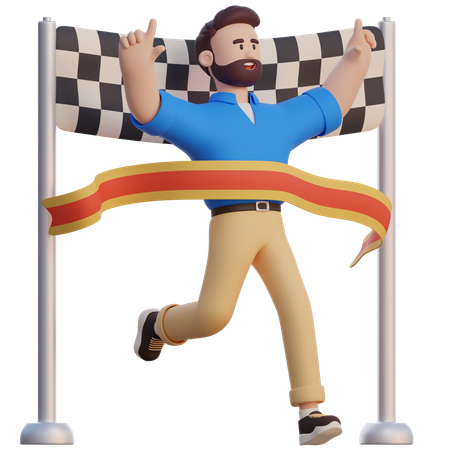 Businessman Reaching Finish  3D Illustration