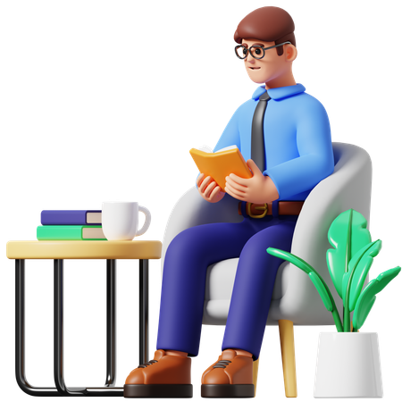 Businessman Reading Book  3D Illustration
