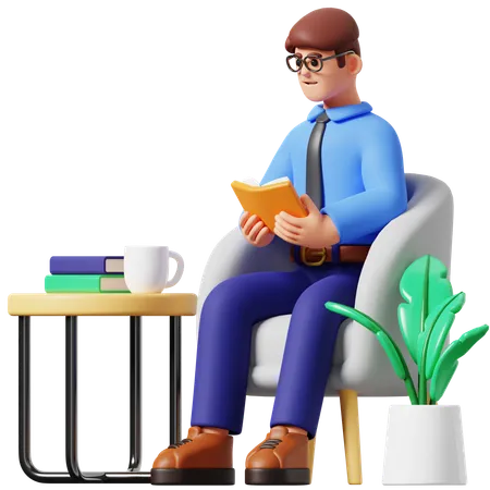 Businessman Reading Book 3 D Illustration 3D Illustration