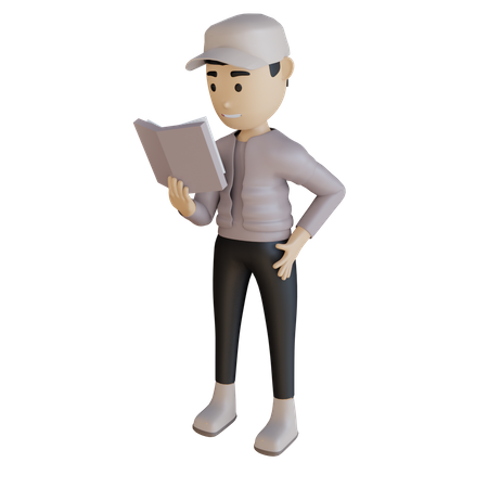 Businessman Reading Book 3D Illustration