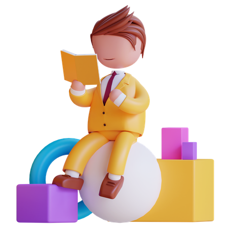 Businessman reading book  3D Icon