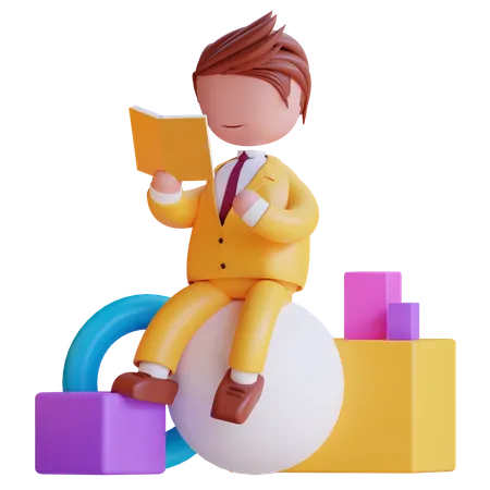 Businessman reading book  3D Icon