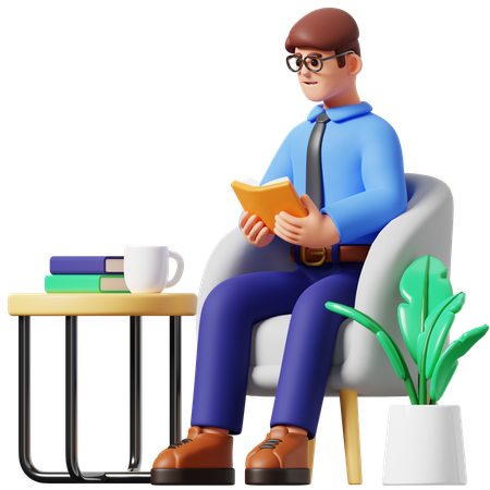 Businessman Reading Book  3D Icon