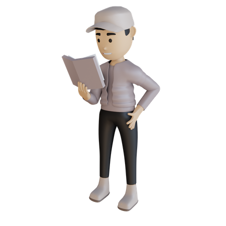 Businessman Reading Book  3D Illustration