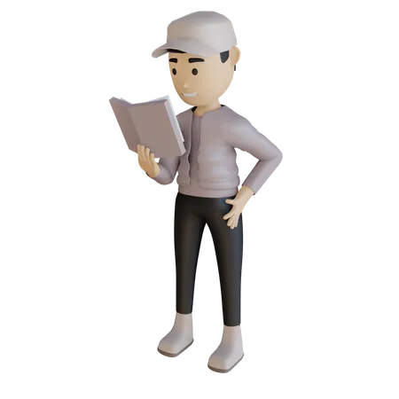 Businessman Reading Book  3D Illustration