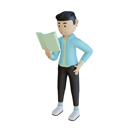 Businessman Reading Book  3D Illustration