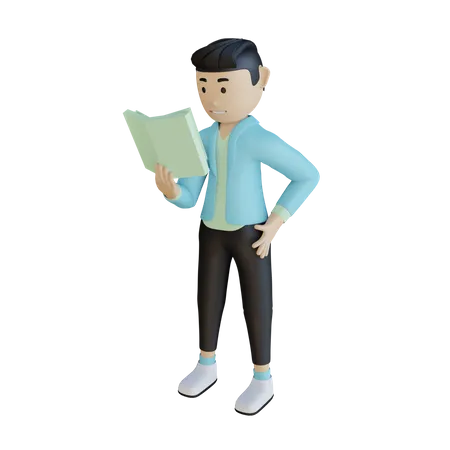 Businessman Reading Book  3D Illustration