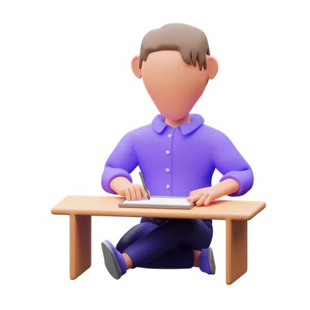 Businessman Reading Book  3D Illustration