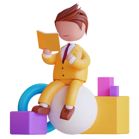 Businessman reading book 3D Icon