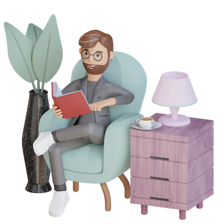 Businessman reading book 3D Illustration