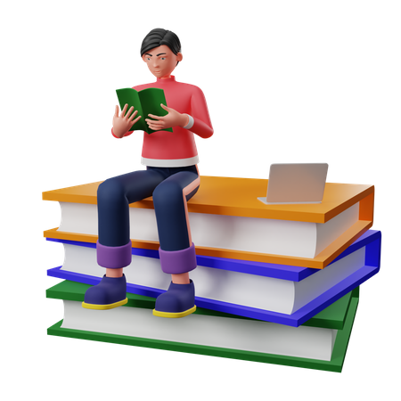 Businessman Reading Business Book  3D Illustration