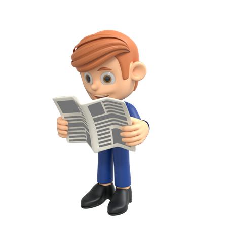 Businessman Reading News  3D Icon