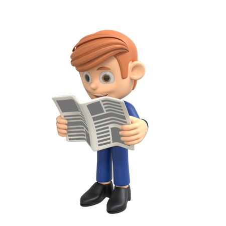 Businessman Reading News  3D Illustration