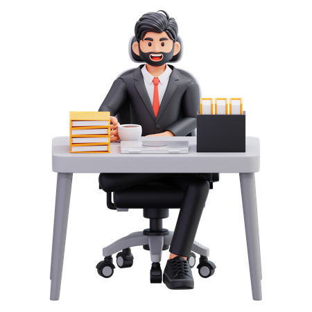 Businessman Relaxing In Between Work  3D Illustration